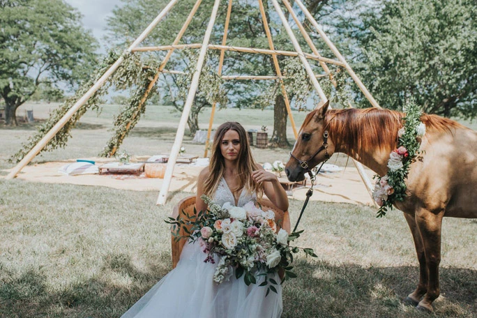 Essense of Australia Kansas City boho Wedding Dress styled shoot 