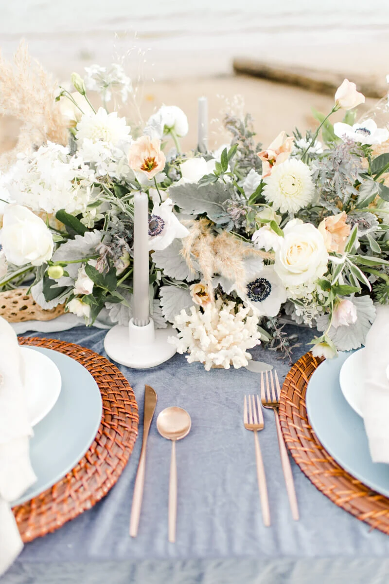 Trendy bride styled photo of wedding table