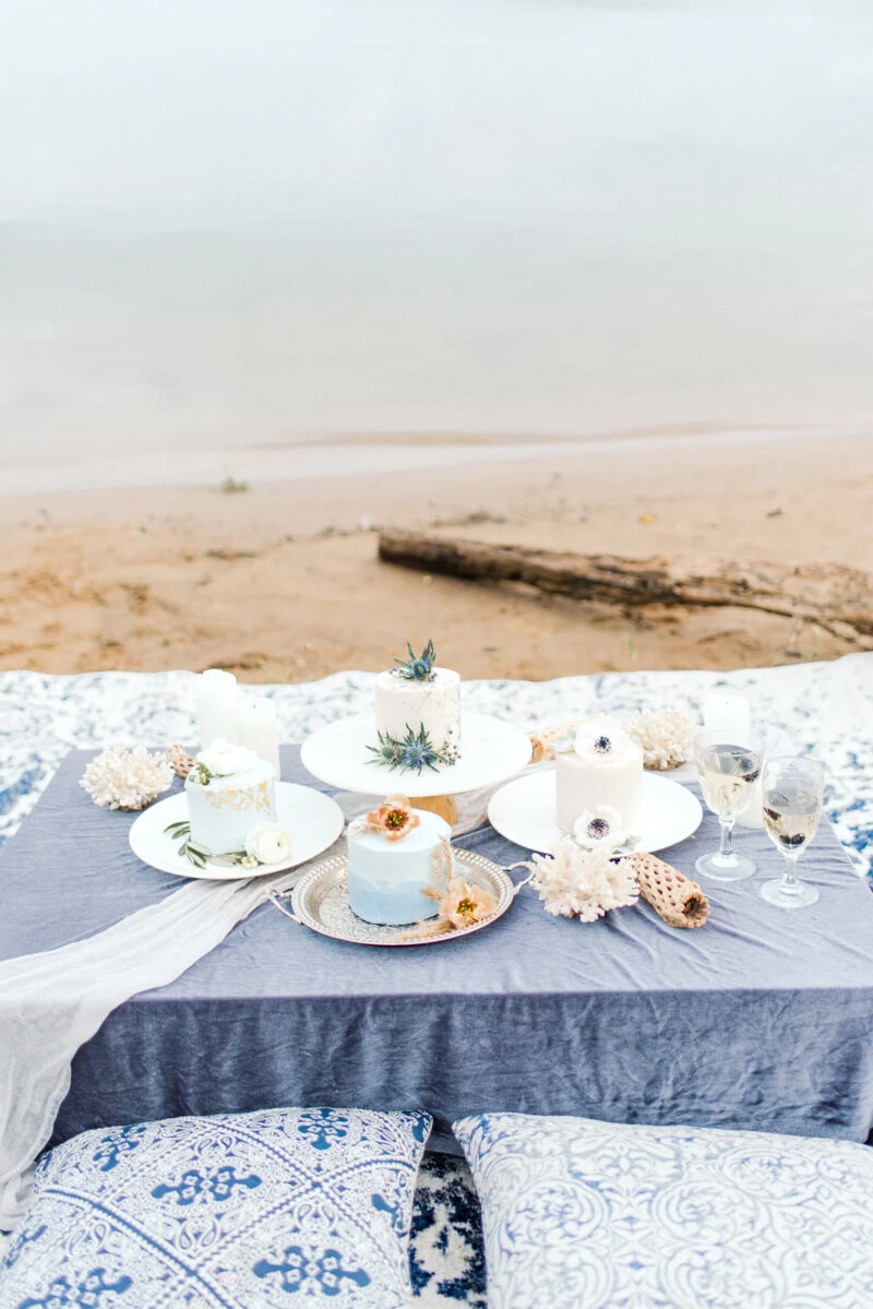 Trendy bride styled photo of table and wedding desserts