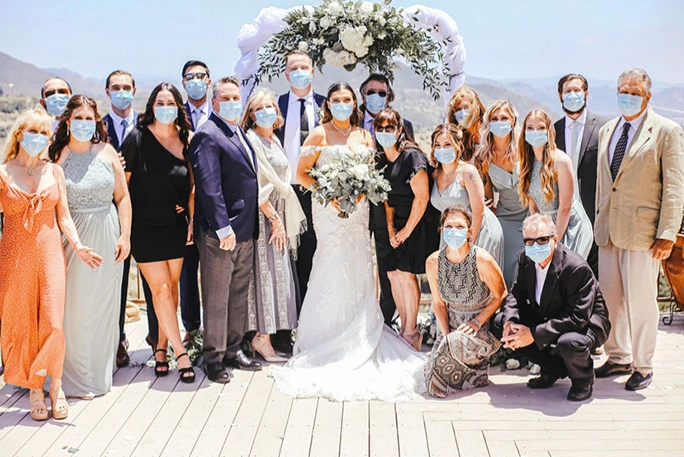 covid wedding ceremony wearing masks