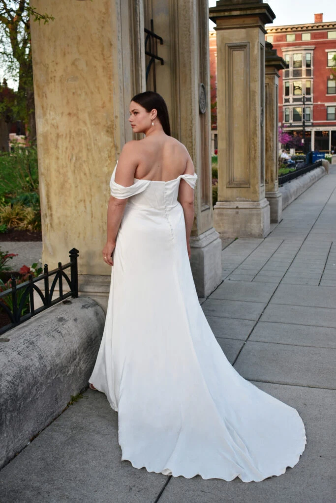 Off-the-Shoulder Satin Wedding Dress - D1453+ by Martina Liana