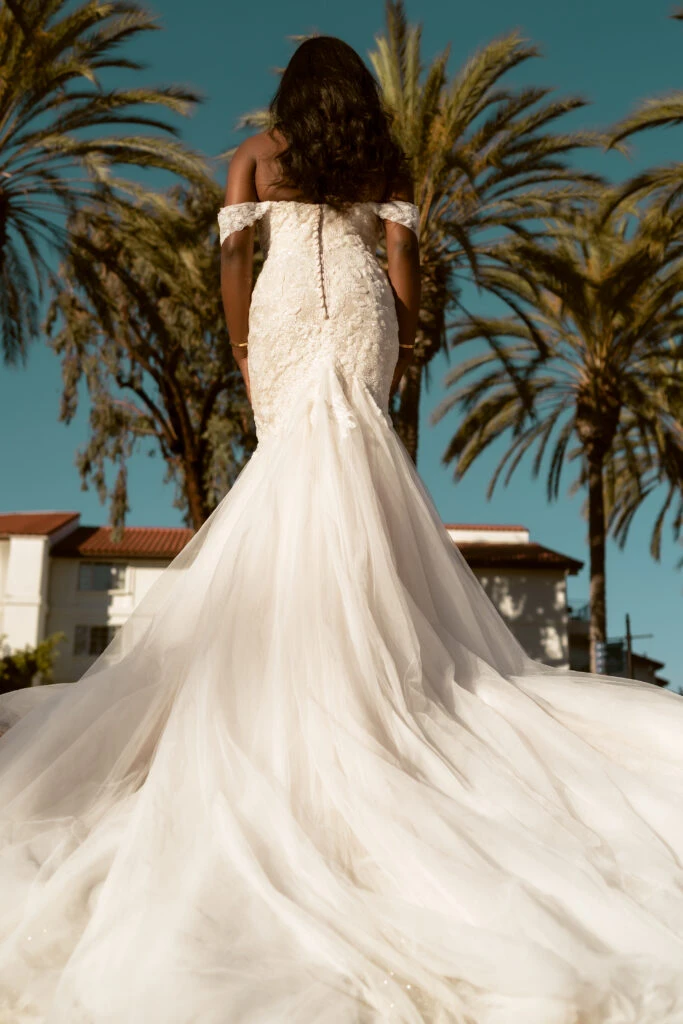 Off-the-Shoulder Lace Mermaid Wedding Dress - D3371 by Essense of Australia