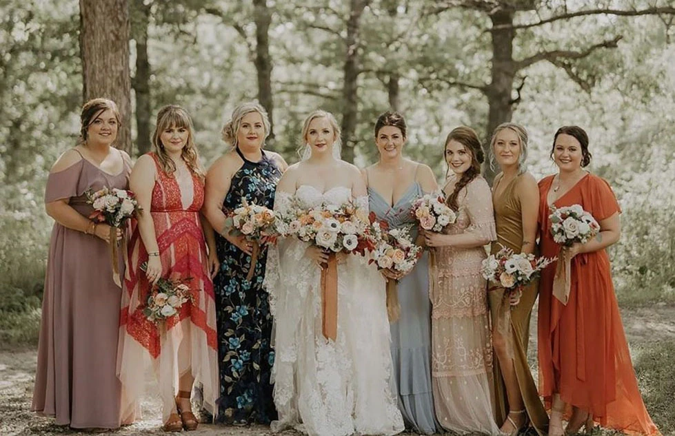 Bridesmaids with clearance different color dresses