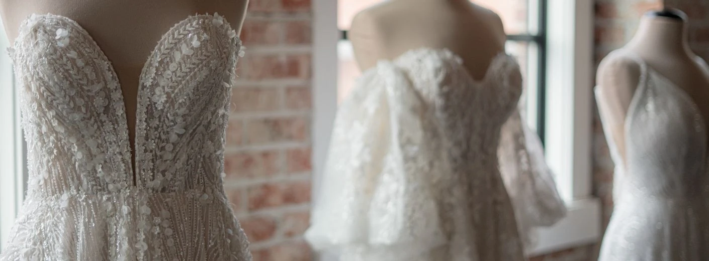 Wedding gowns on mannequins
