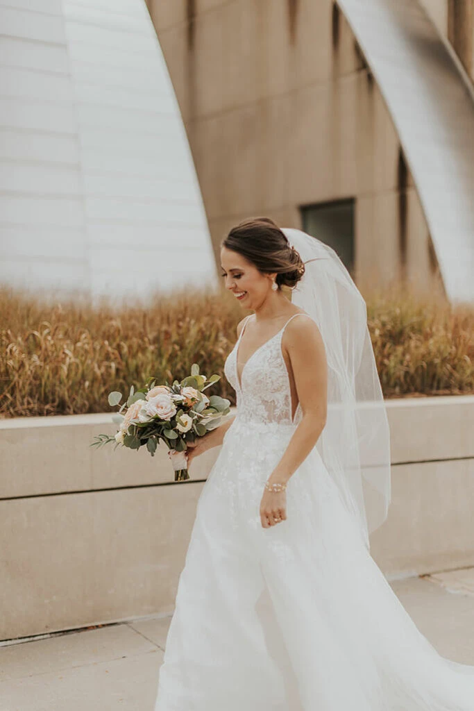 real bride katie walking - style D2840 by essense of australia