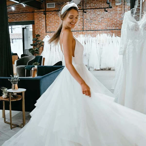 Bride Twirling at Crossroads Store