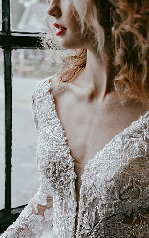 V neckline sheath wedding dress - Martina Liana 1302