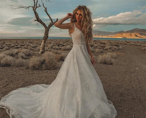 sparkling a-line wedding dress - Stella York 7336