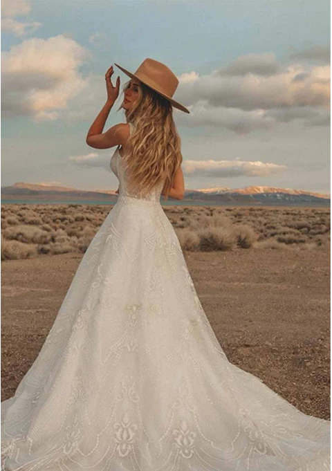 sparkling a-line wedding dress - Stella York 7336