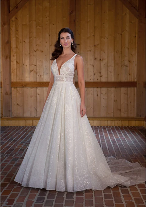 sparkling a-line wedding dress - Essense of Australia D3445