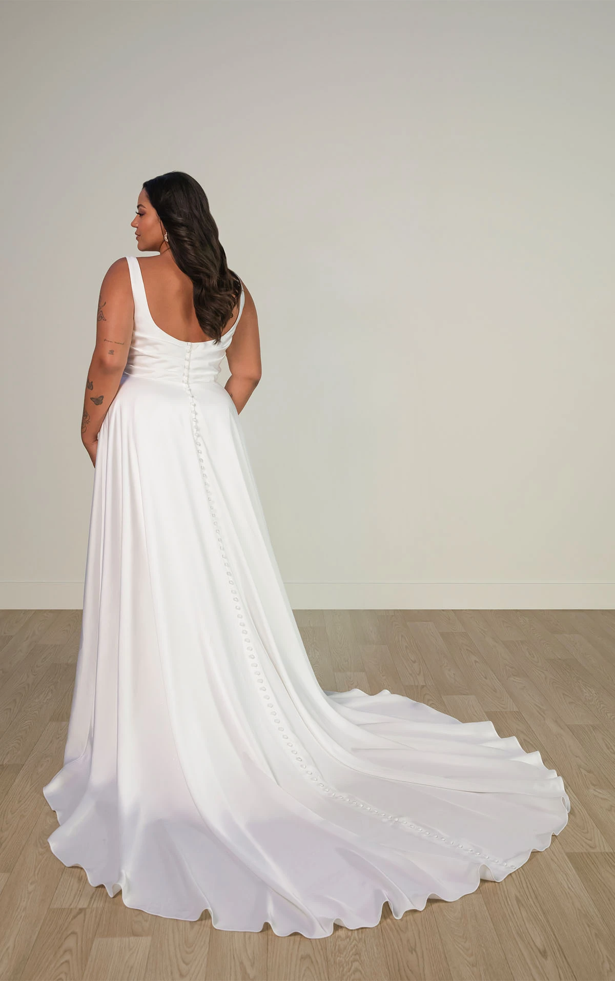plus size a-line wedding dress with scoop back and square neckline - SY8110+ by Stella York
