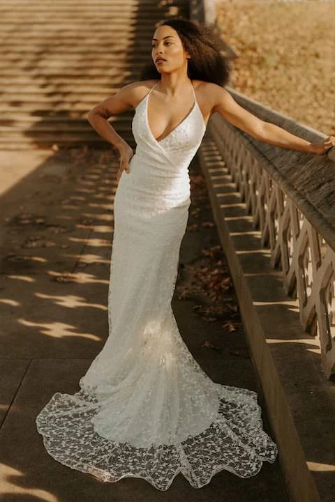 lace slip wedding dress - stella york 7553