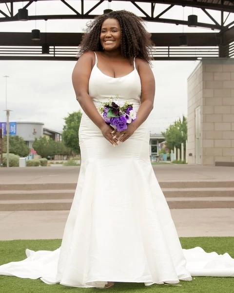 Plus size wedding dresses with purple accents sale