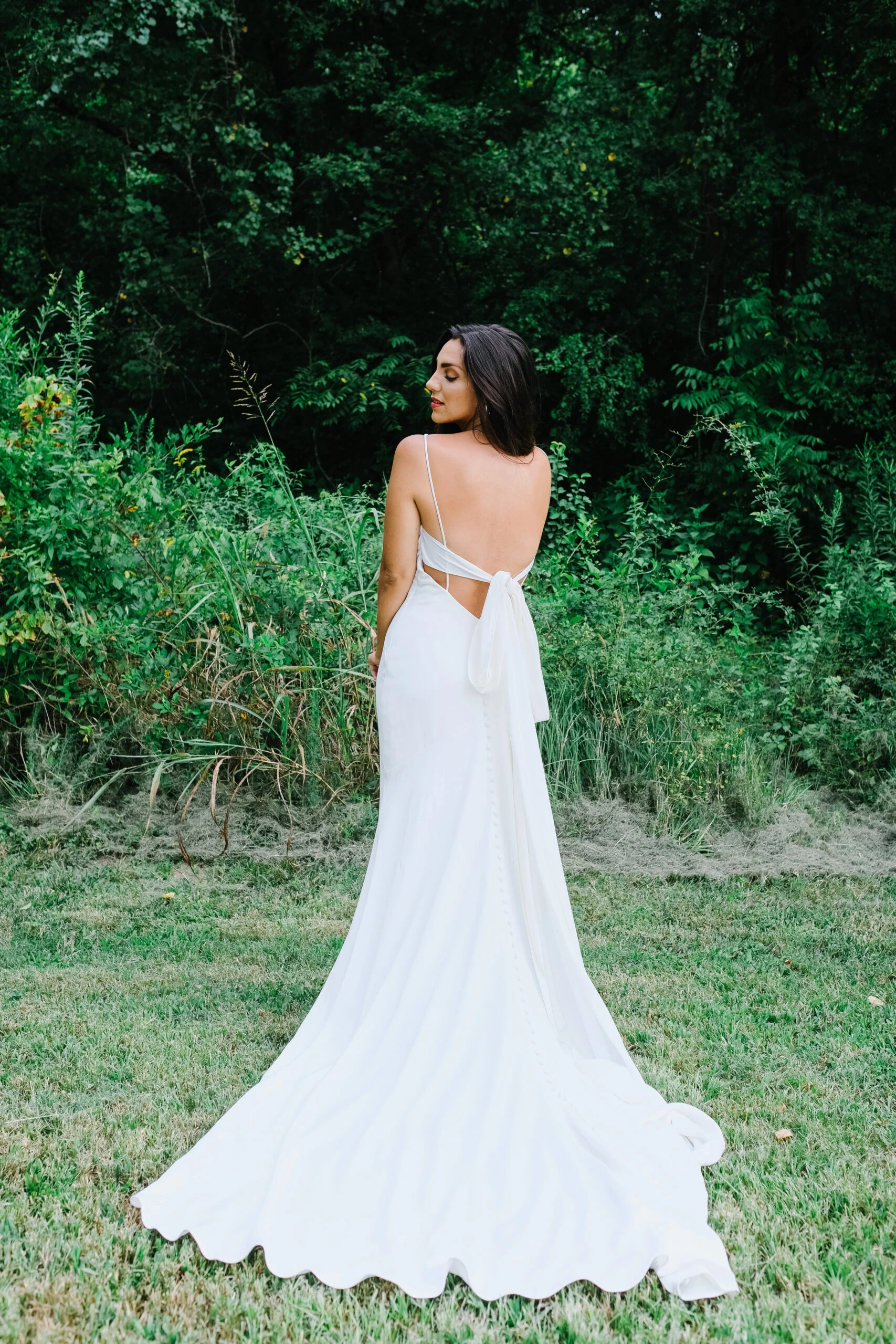 simple backless wedding dress with tie back - 7290 by Stella York