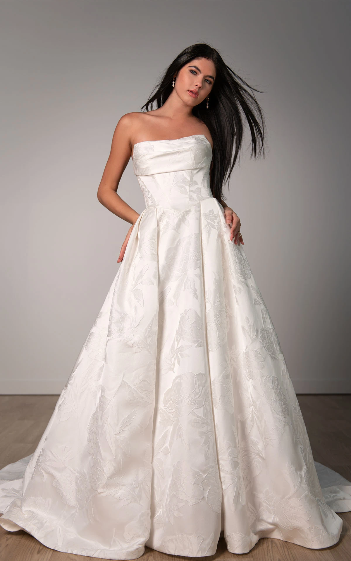 simple strapless a-line wedding dress with pockets - SY8084 by Stella York