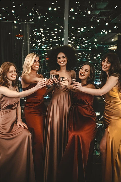 bridesmaids wearing sorella vita gowns