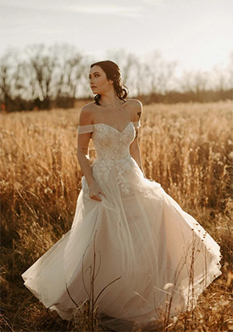 off the shoulder wedding dress - 7509 by Stella York