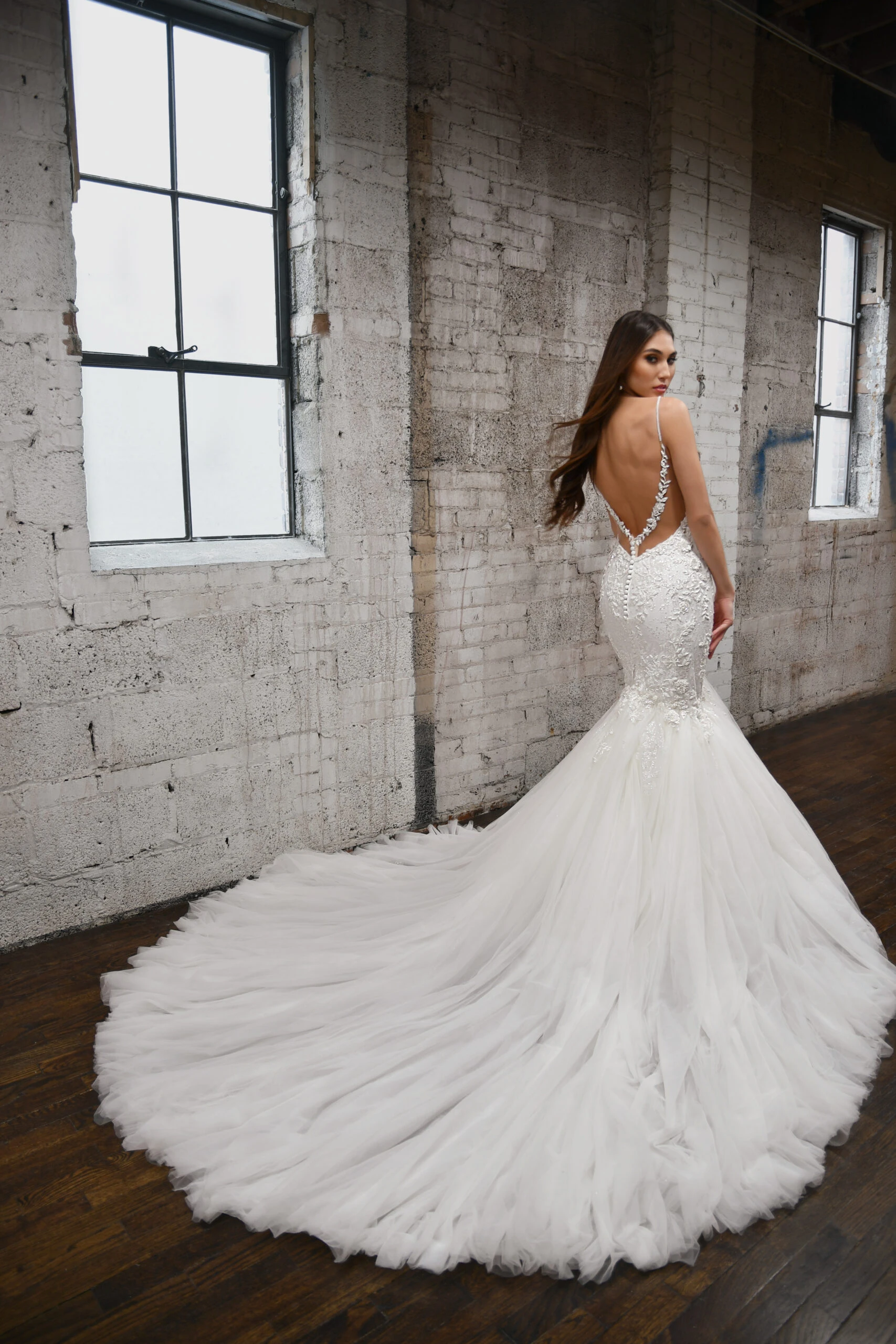 backless fit-and-flare wedding dress - 1397 by Martina Liana