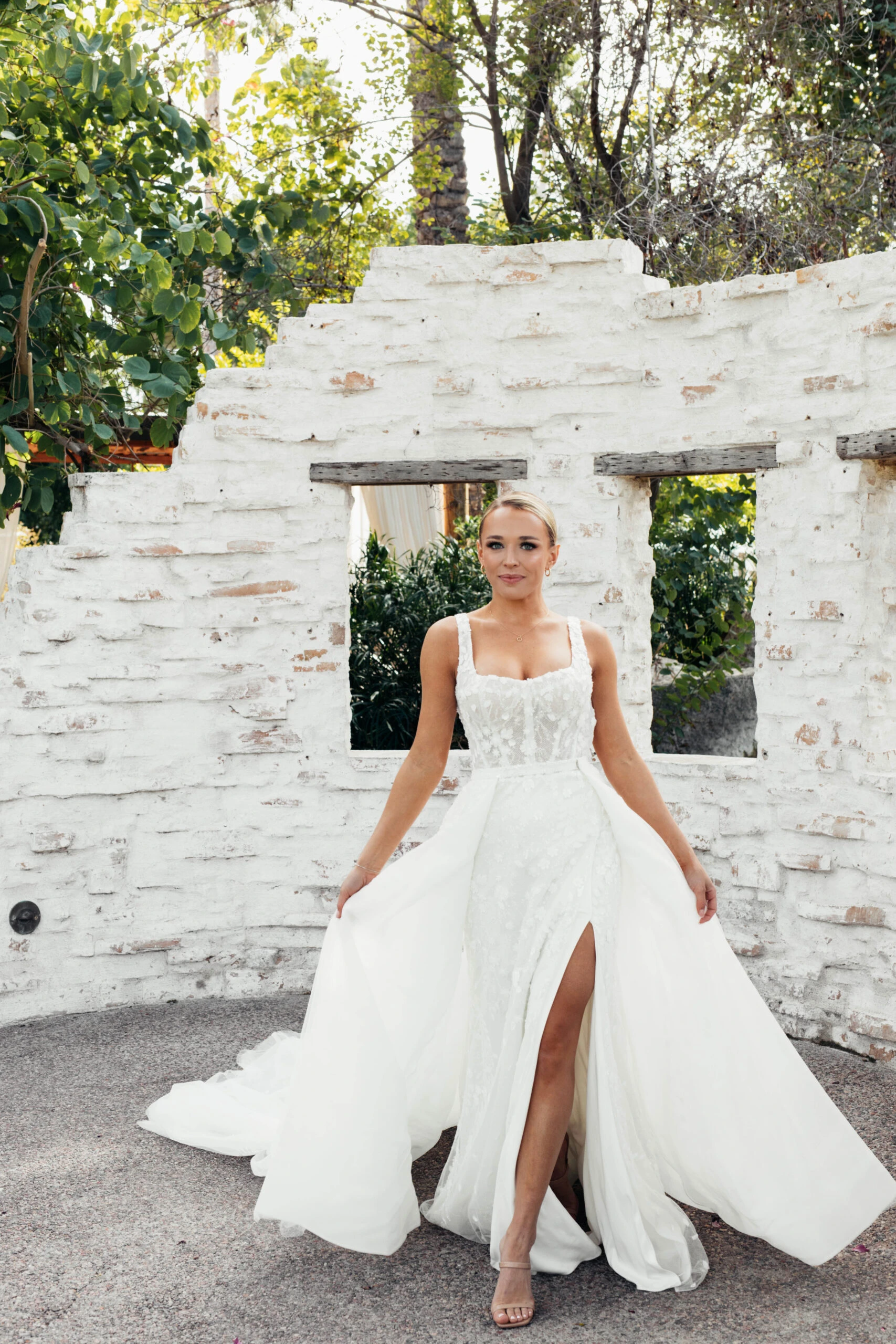a-line wedding dress with natural waist and square neck - 1684 by Martina Liana