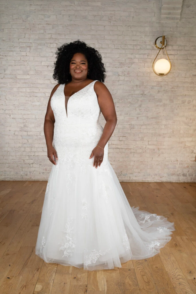 Bride wearing plus size A-line gown