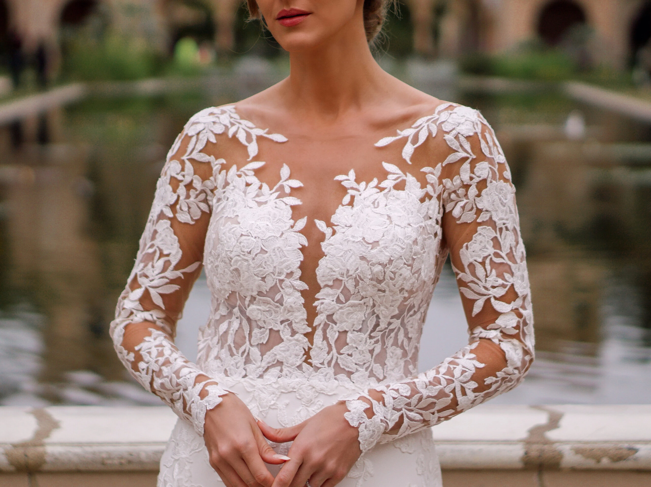 illusion lace long sleeve wedding dress - D3379 by Essense of Australia