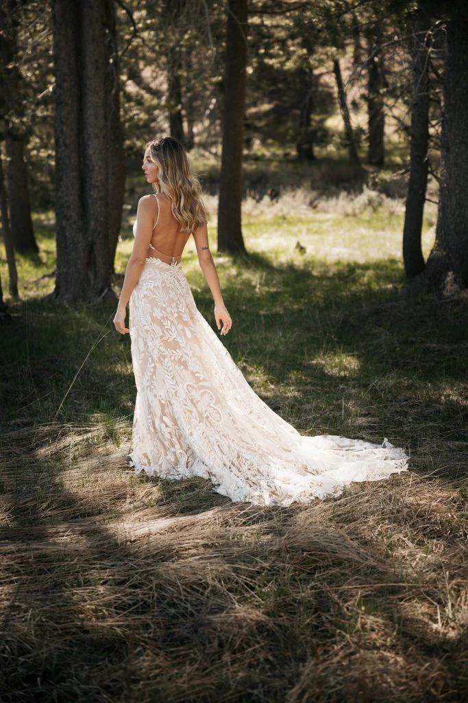 faux two piece wedding dress with open back - beau by all who wander