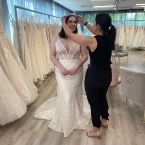 Bridal Stylist helping a True Bride at True Society by Belle Vogue - Lenexa