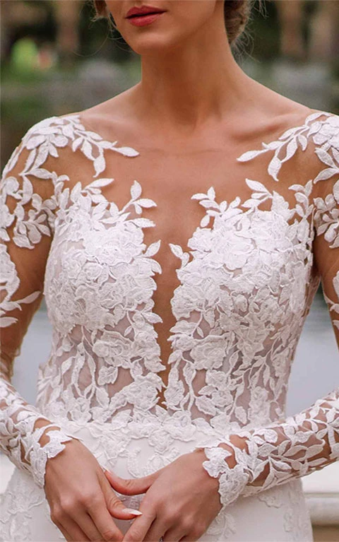 illusion neckline wedding dress - d3379 by Essense of Australia