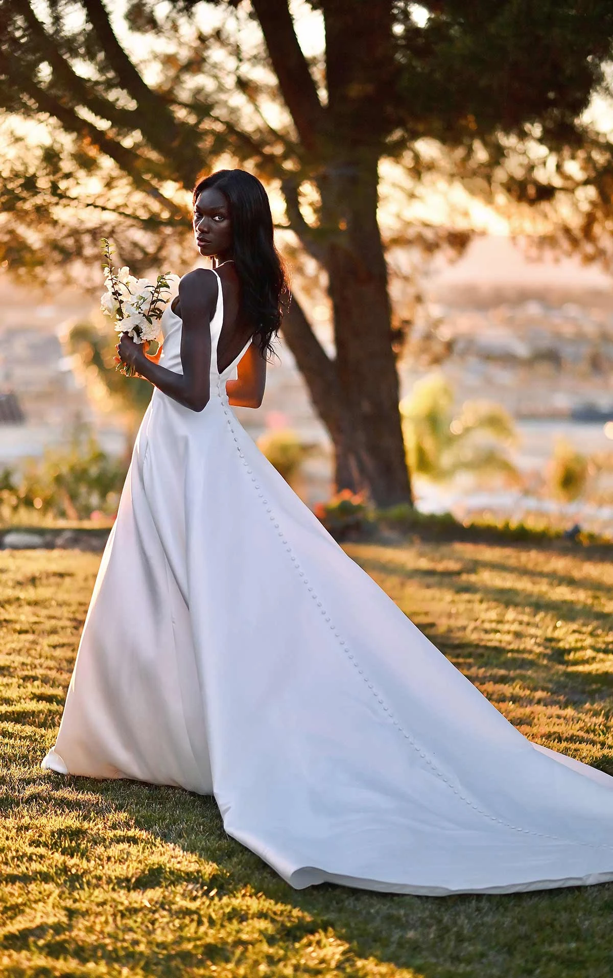 simple silk ballgown wedding dress with low back - 1504 by Martina Liana