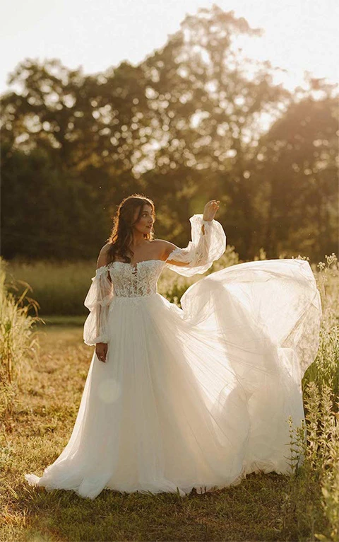 boho spring wedding dress - 7573 by Stella York