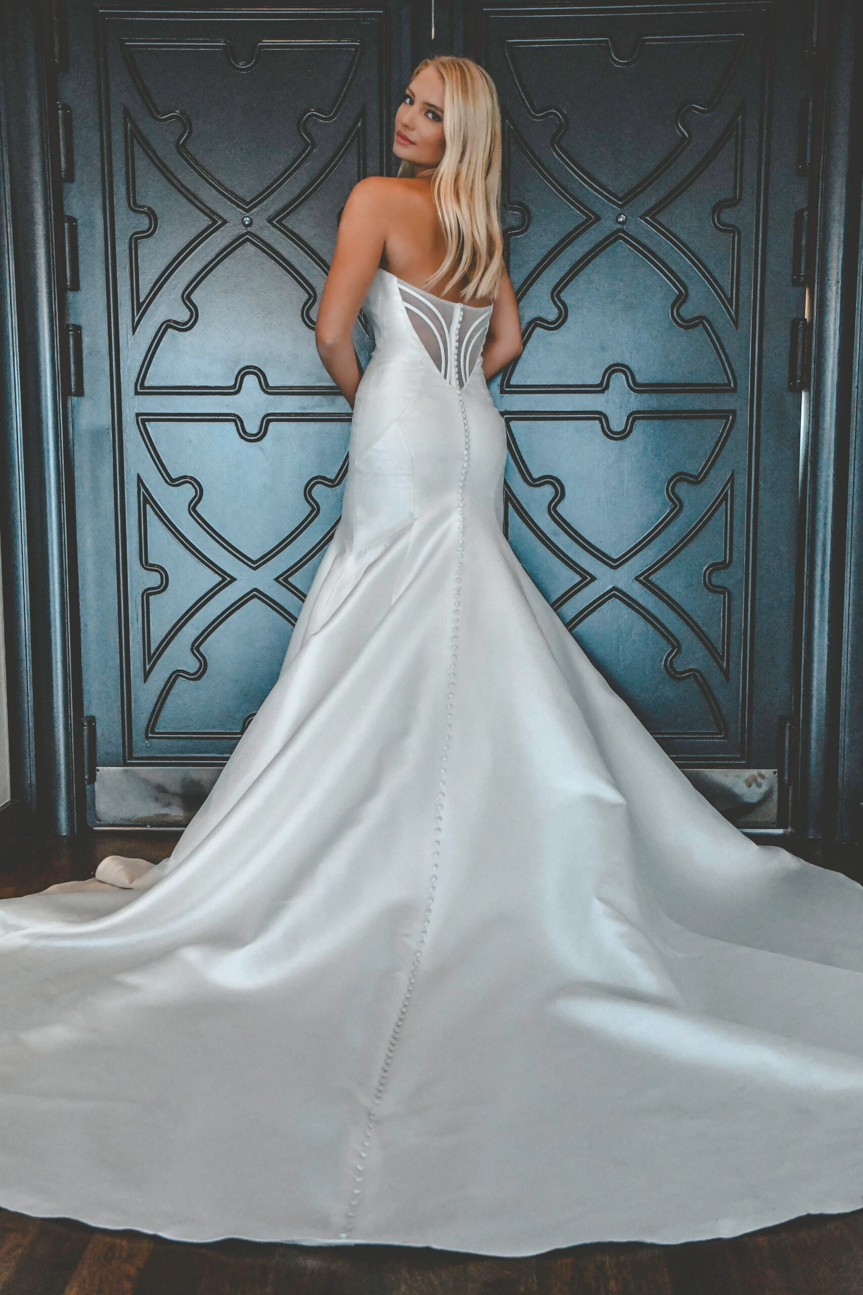 simple mermaid wedding dress with sheer back detailing - 1266 by Martina Liana