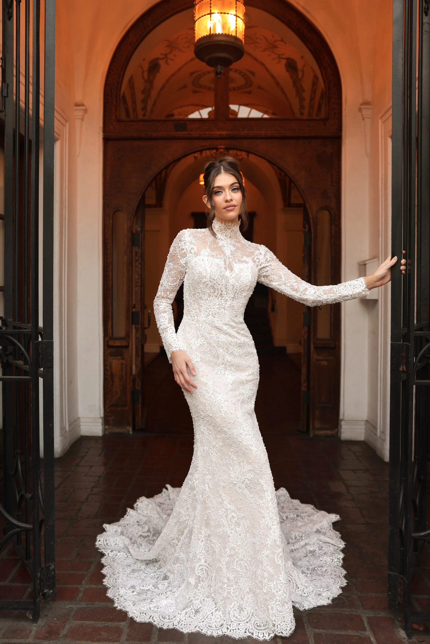 modest lace mermaid wedding dress with long sleeves - D4294 by Essense of Australia