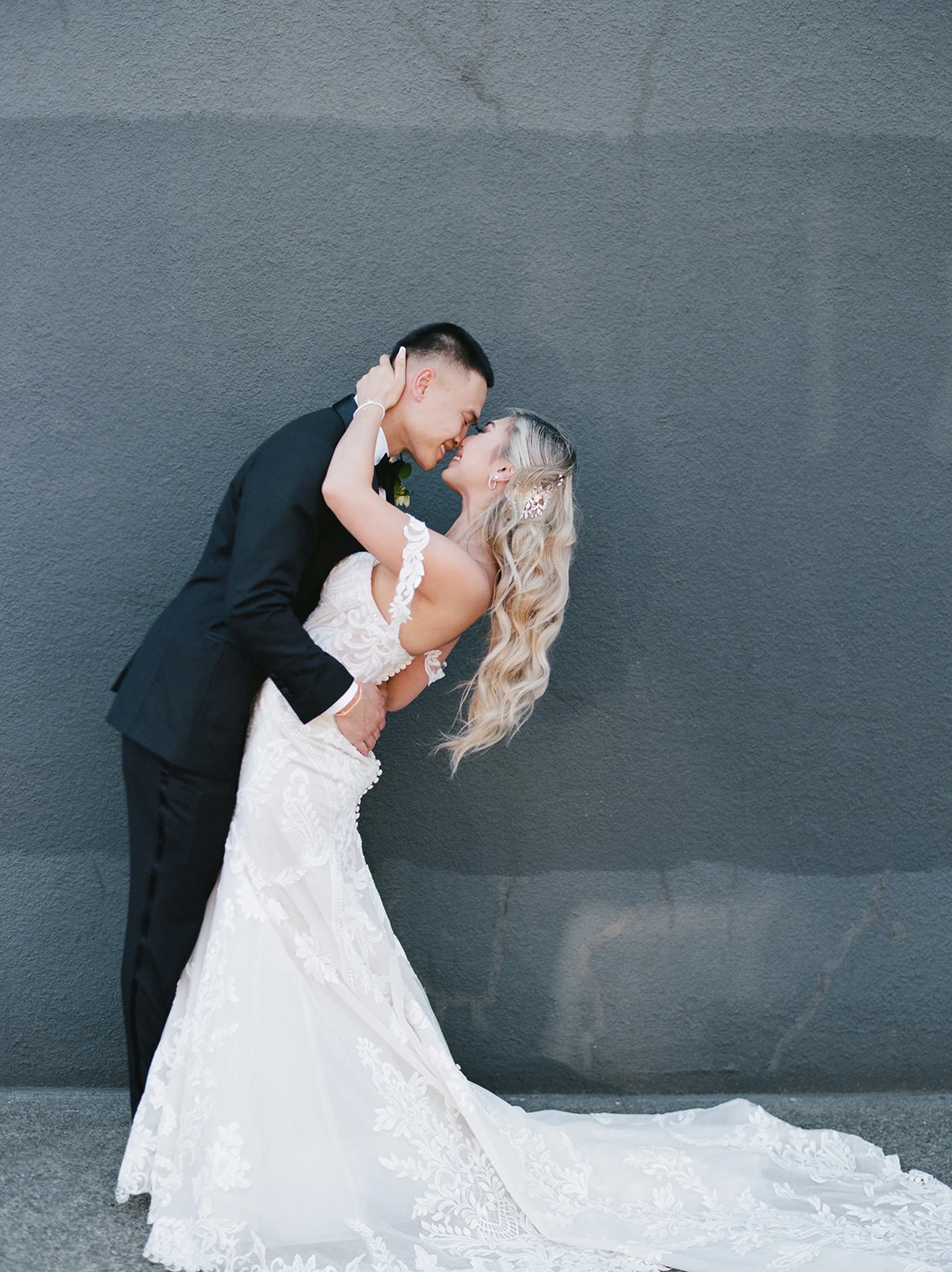 true bride stephanie and brian wearing 1267 by Martina Liana