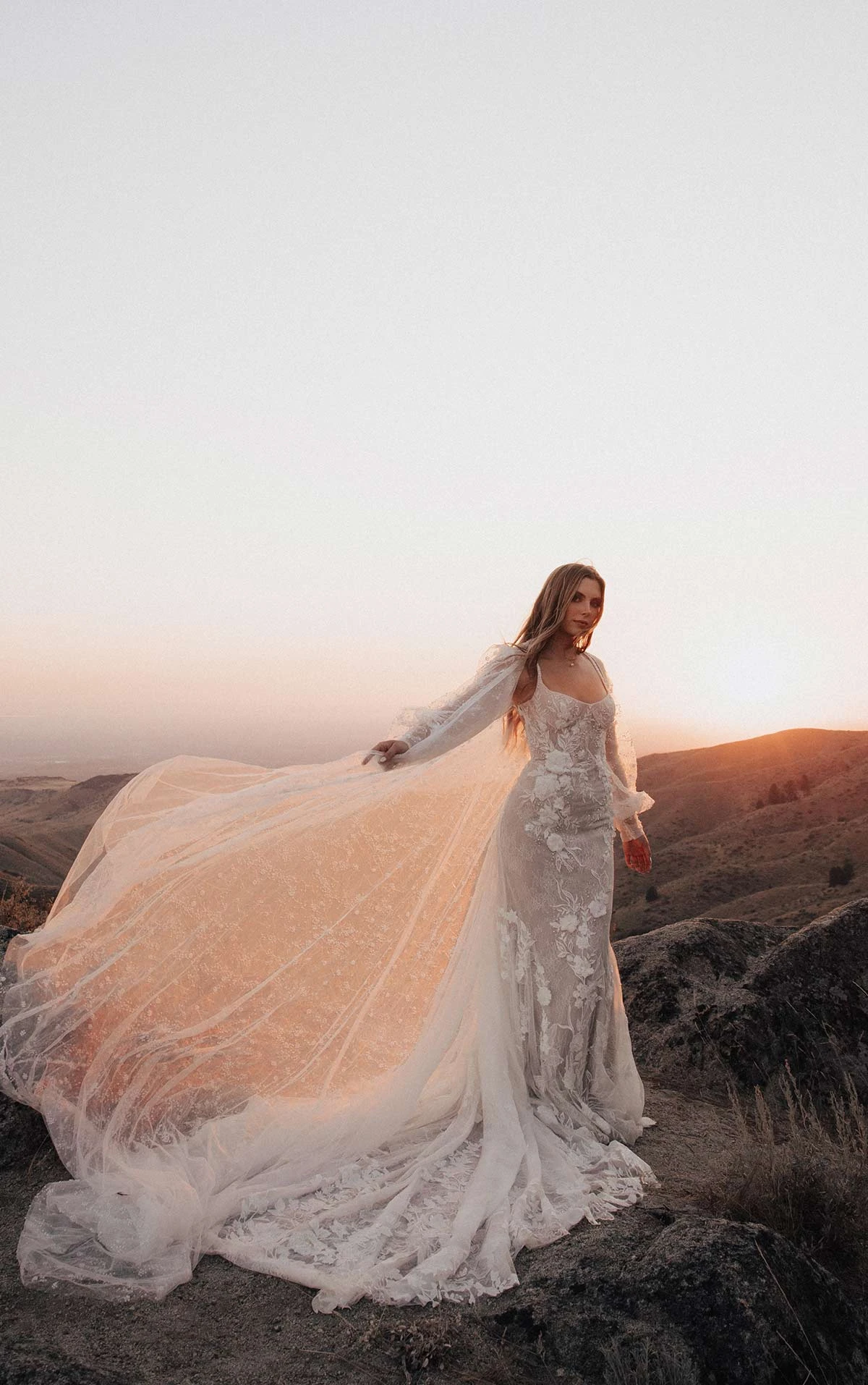 couture wedding dress with detachable cape - LE1226 by Martina Liana Luxe