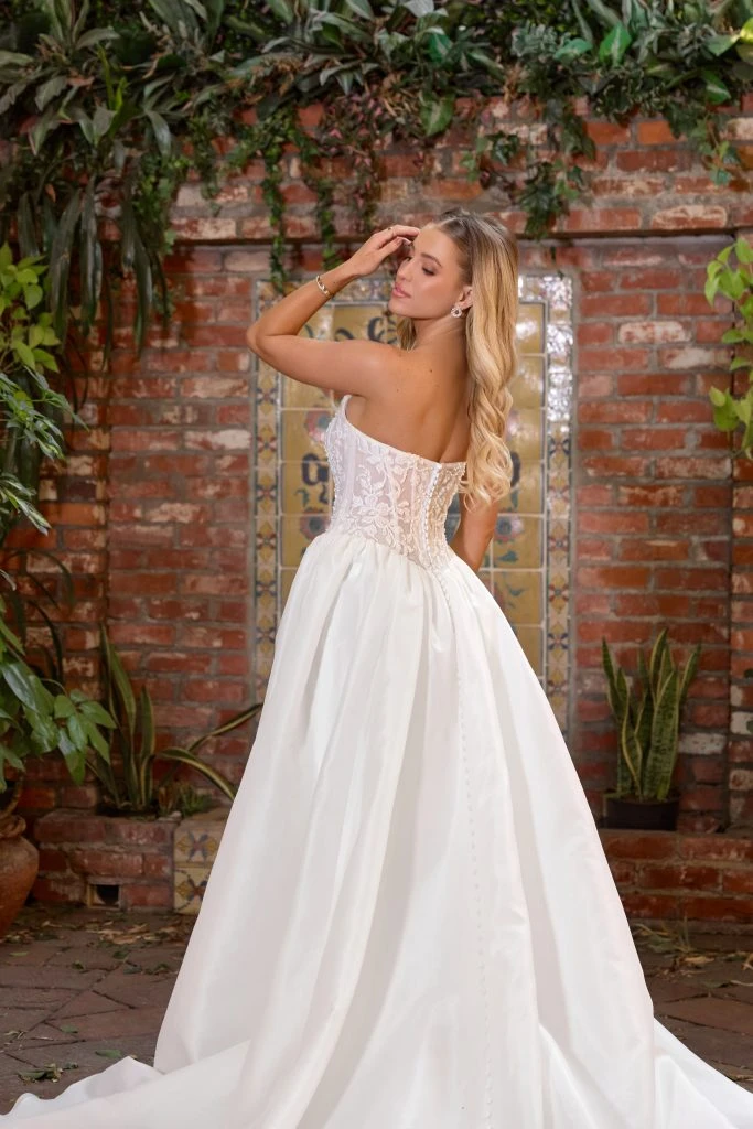 strapless ballgown wedding dress with drop waist and beaded bodice - D4351 by Essense of Australia
