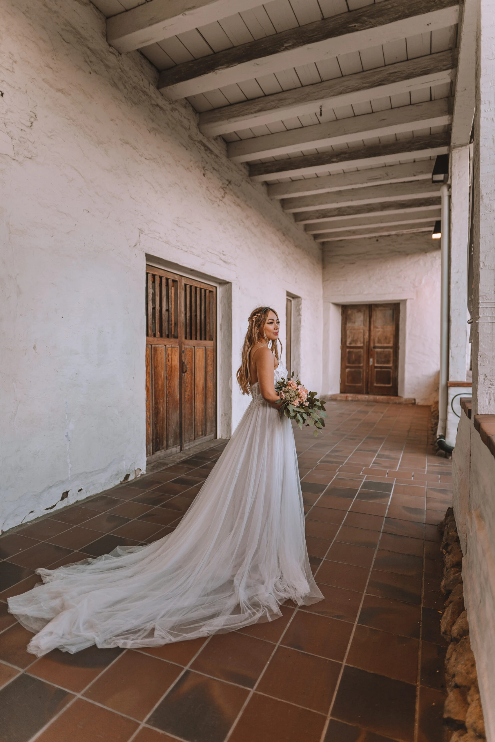 soft a-line wedding dress with off the shoulder flowing sleeves - maeve by All Who Wander