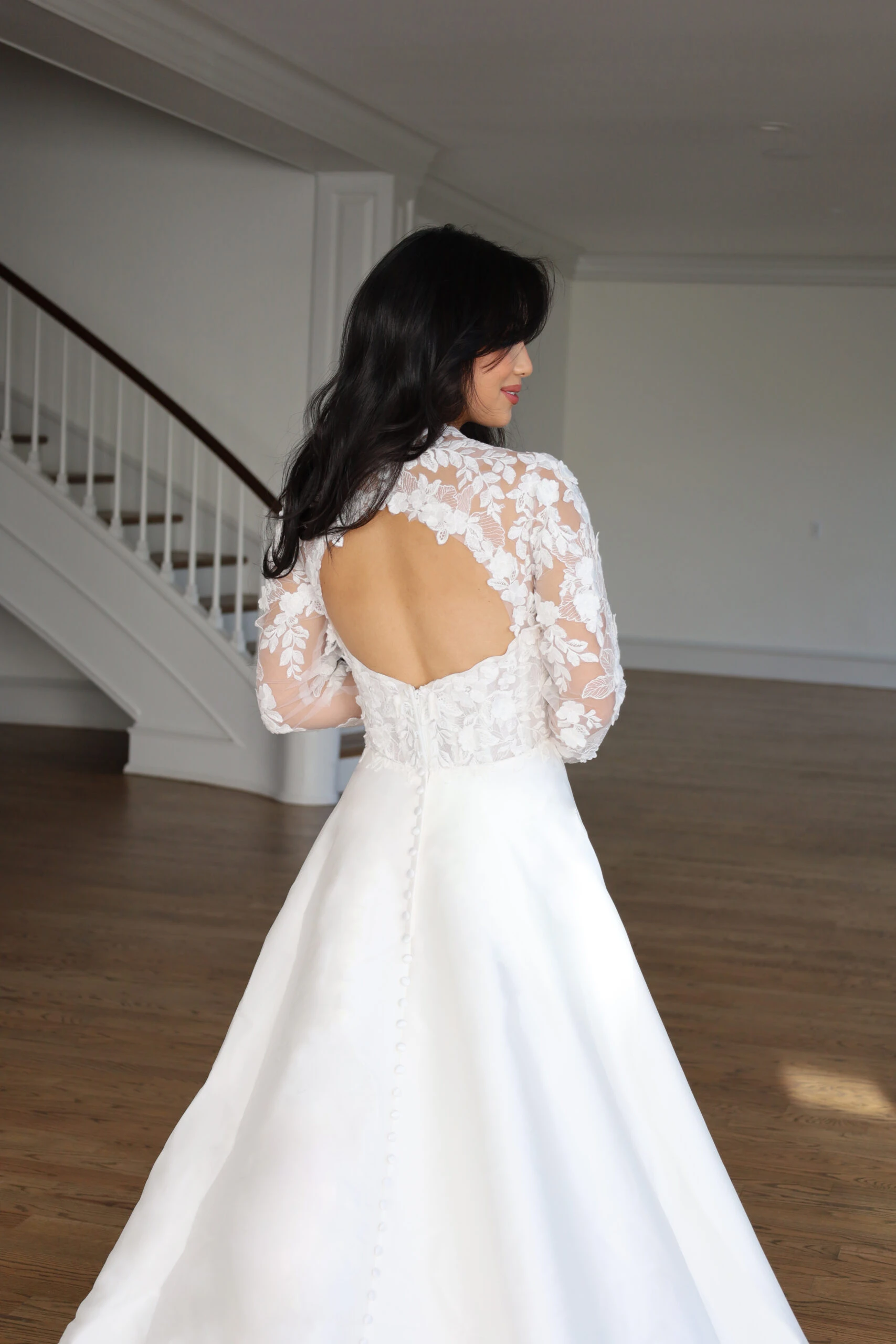 lace ballgown wedding dress with open back - D3715 by Essense of Australia