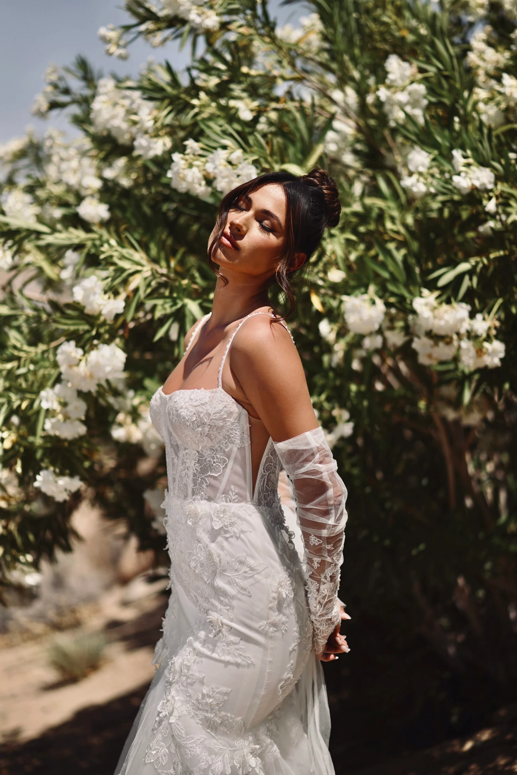 lace fit-and-flare wedding dress with lace up back - 1488 by Martina Liana