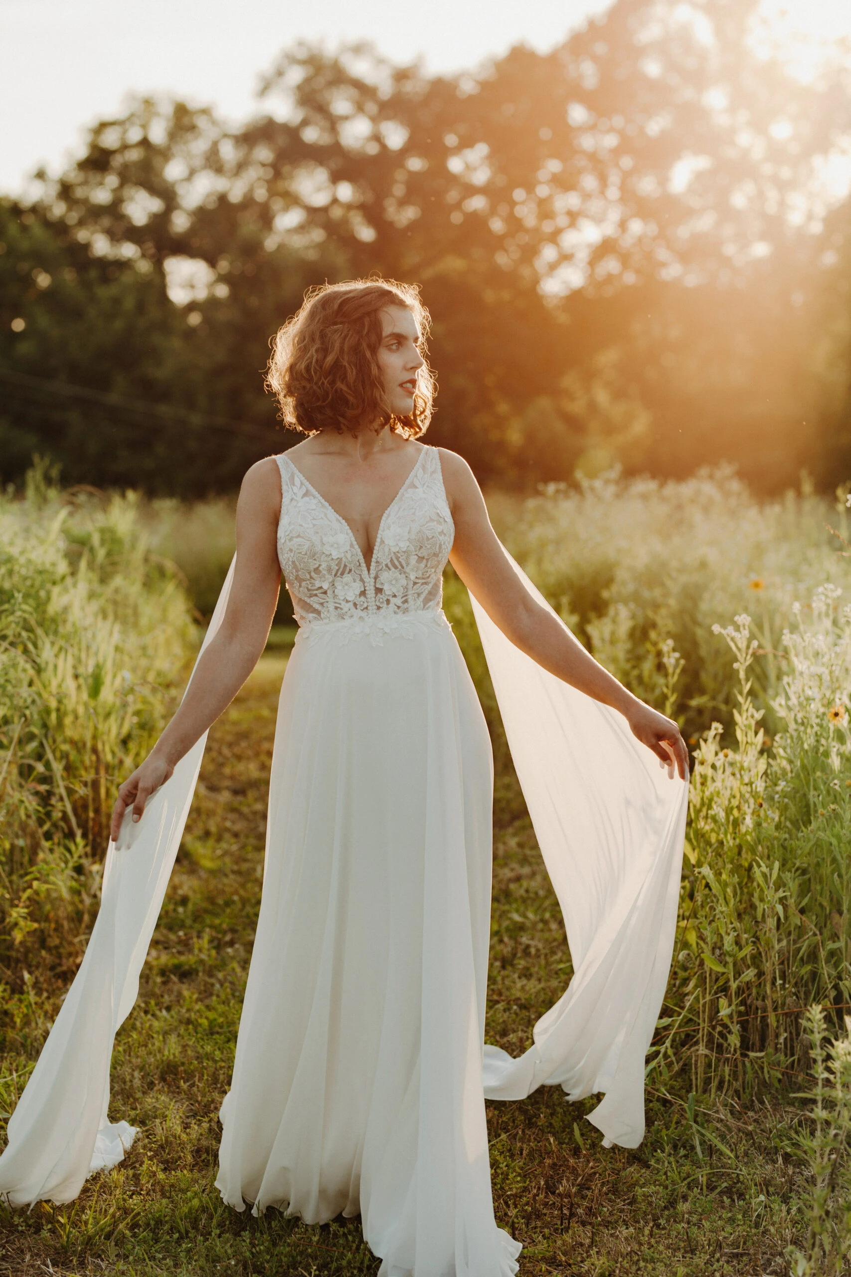 flowy a-line wedding dress with low back - 7609 by Stella York