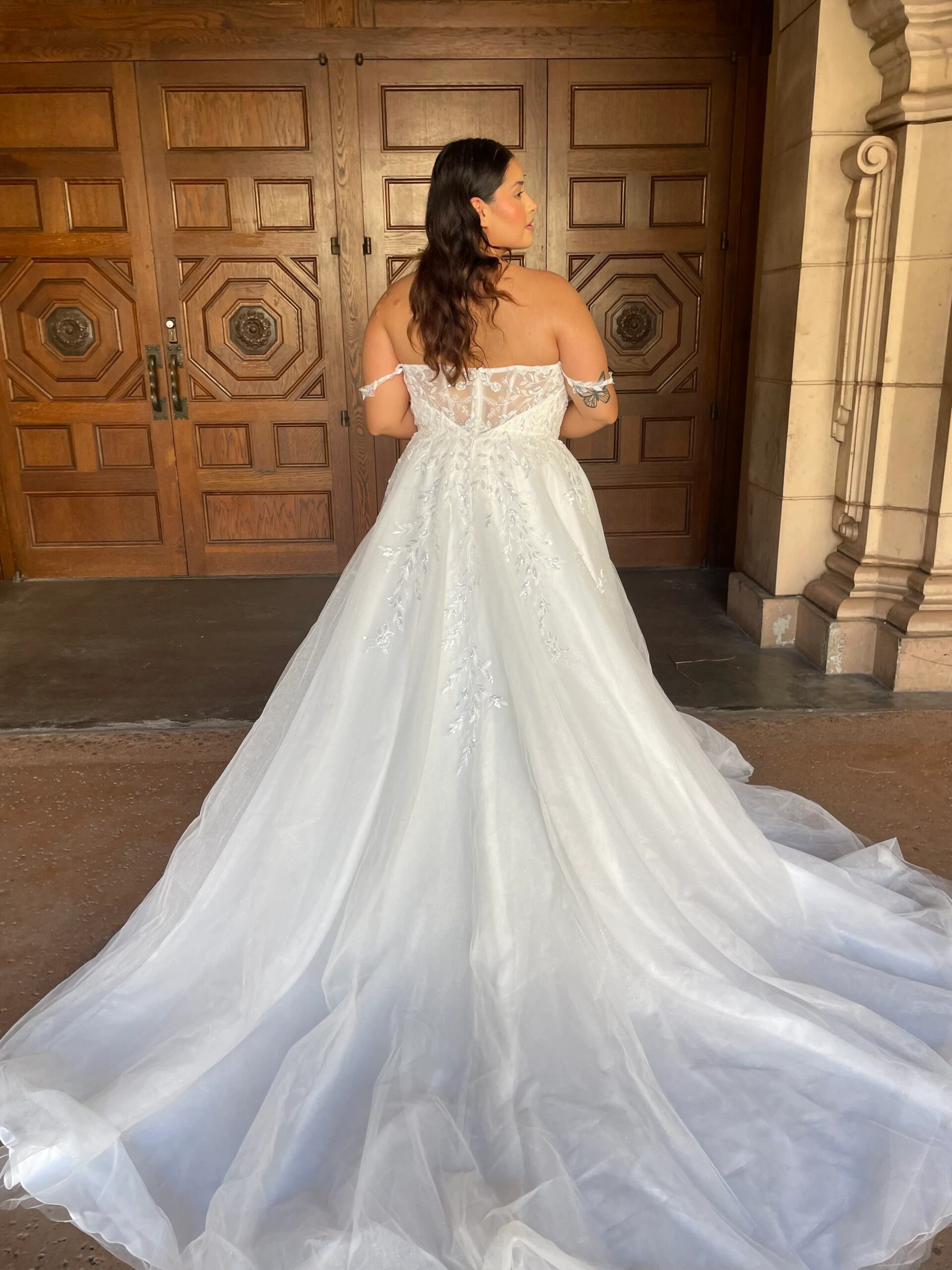 lace plus size ballgown wedding dress wth off the shoulder straps - 7633+ by Stella York