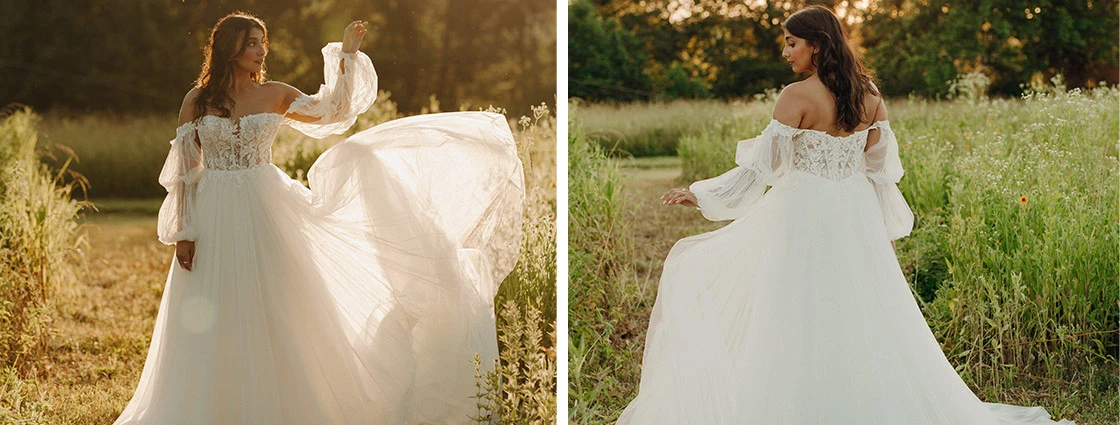 outdoor wedding dresses blog header image