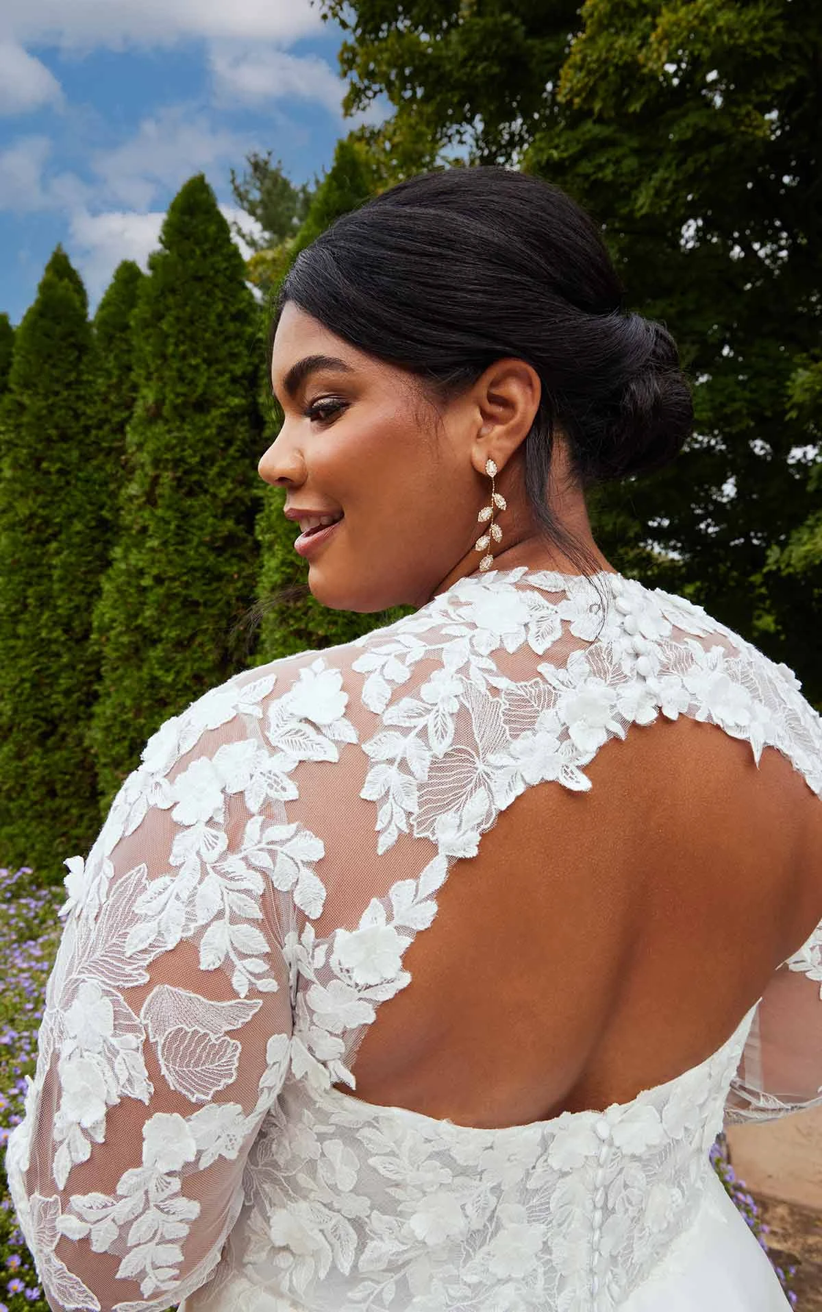 plus size lace a-line wedding dress with keyhole back - D3715 by Essense of Australia