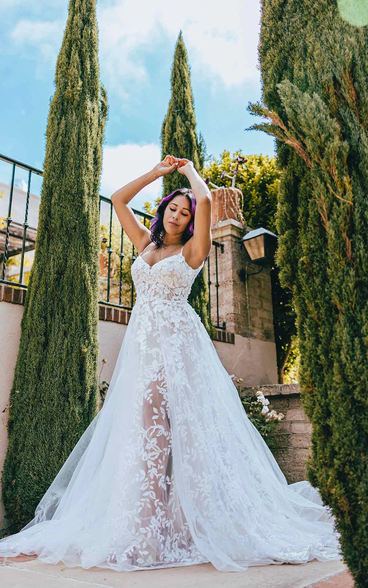 boho lace a-line wedding dress with full skirt - haven by All Who Wander