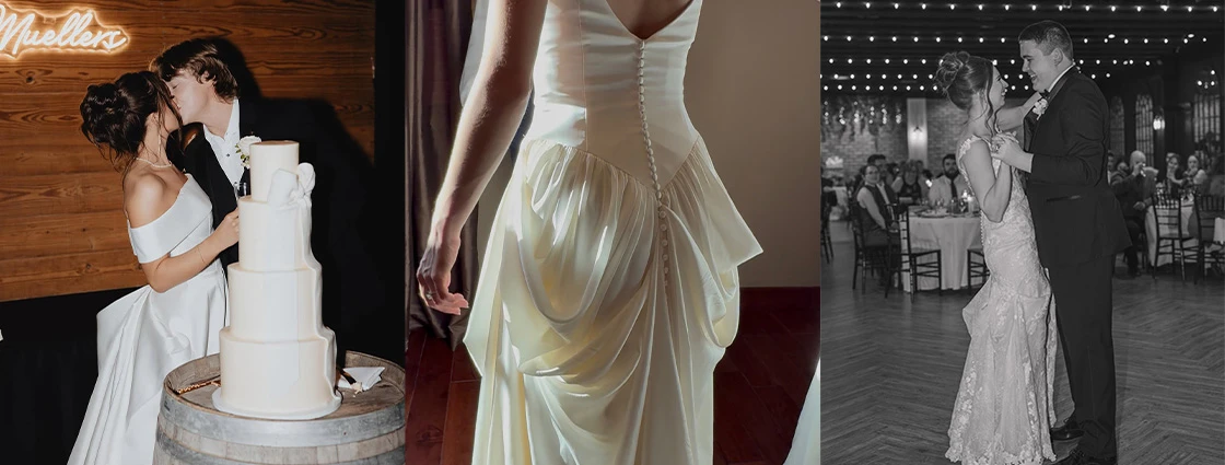 True brides with bustled wedding dresses