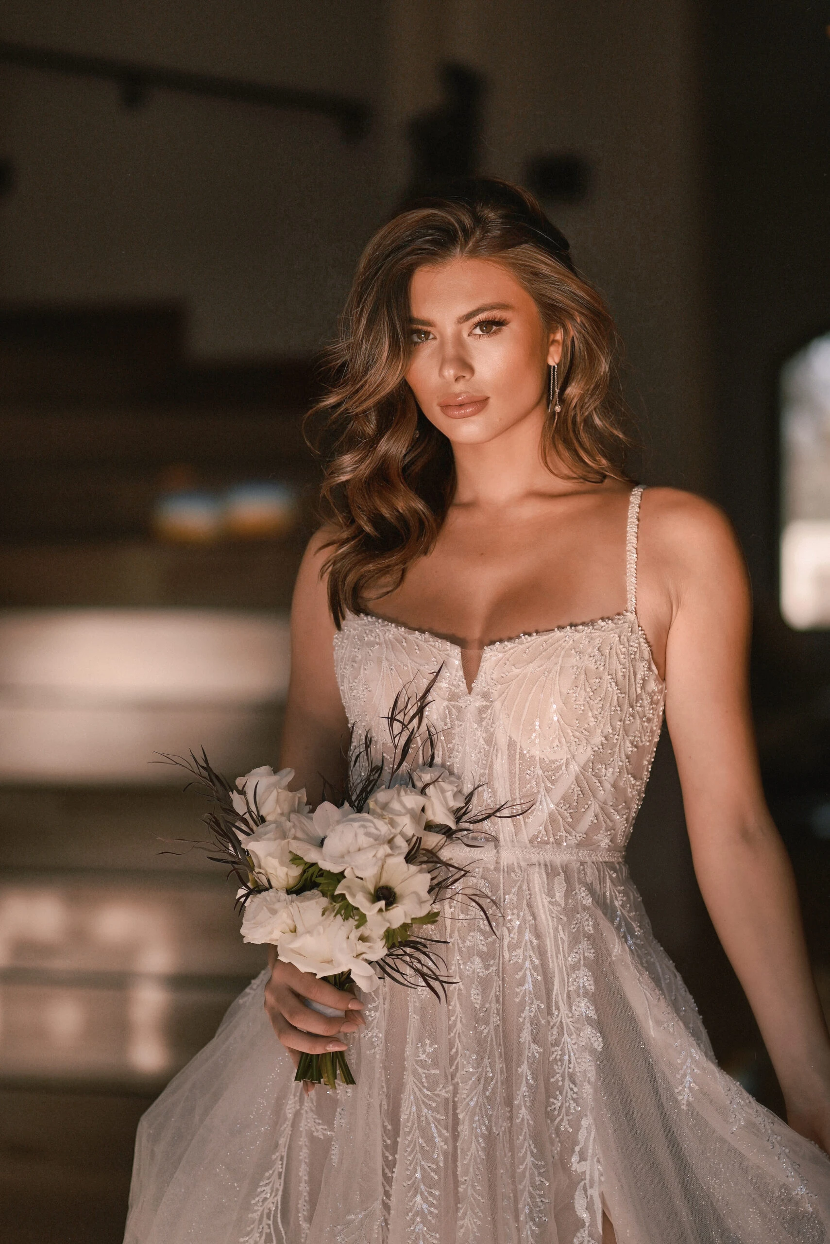 sparkling lace a-line wedding dress - 1490 by Martina Liana