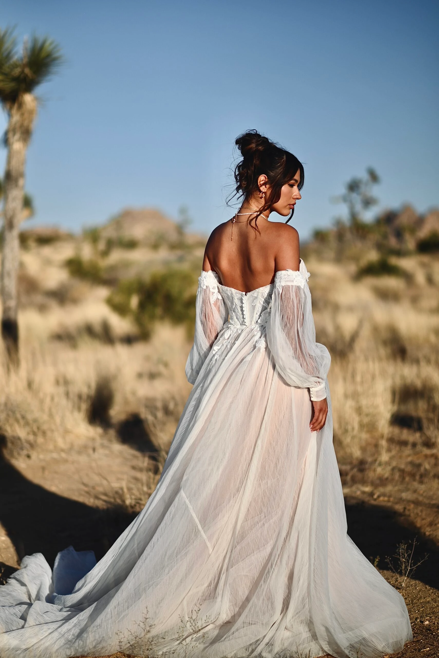 romantic a-line wedding dress with plunging neckline - 1540 by Martina Liana