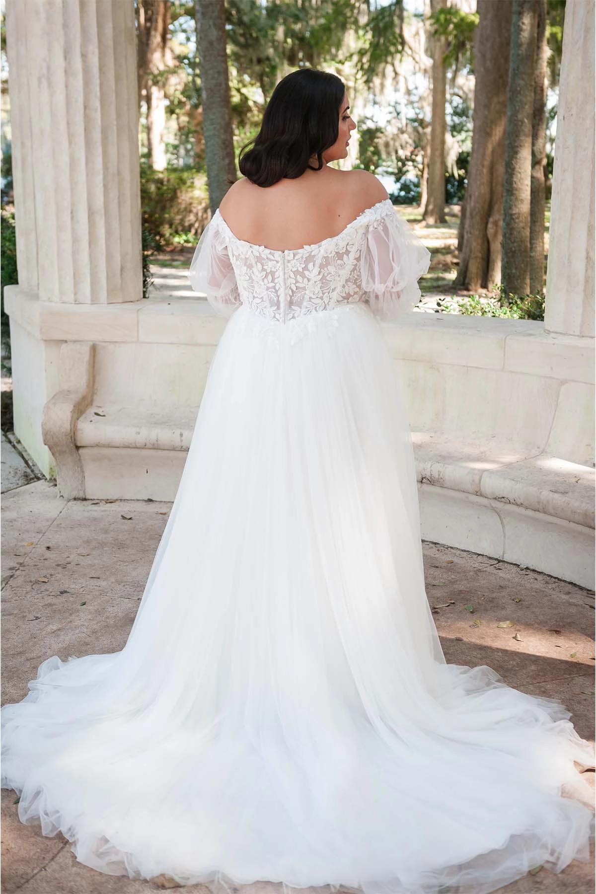 plus size a-line wedding dress with off the shoulder long sleeves - 7573+ by Stella York