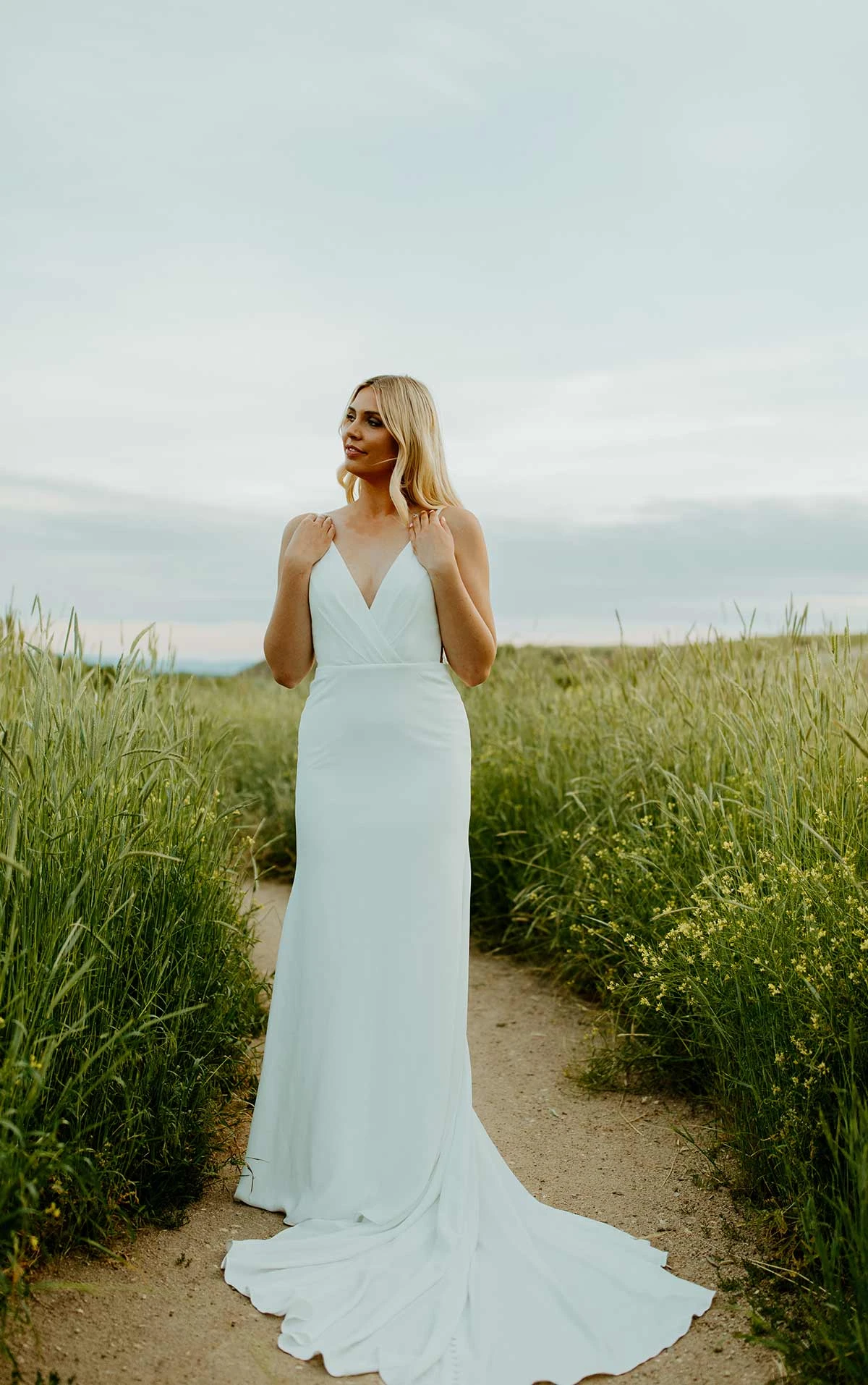 simple wedding dress with low back - 7669 by Stella York