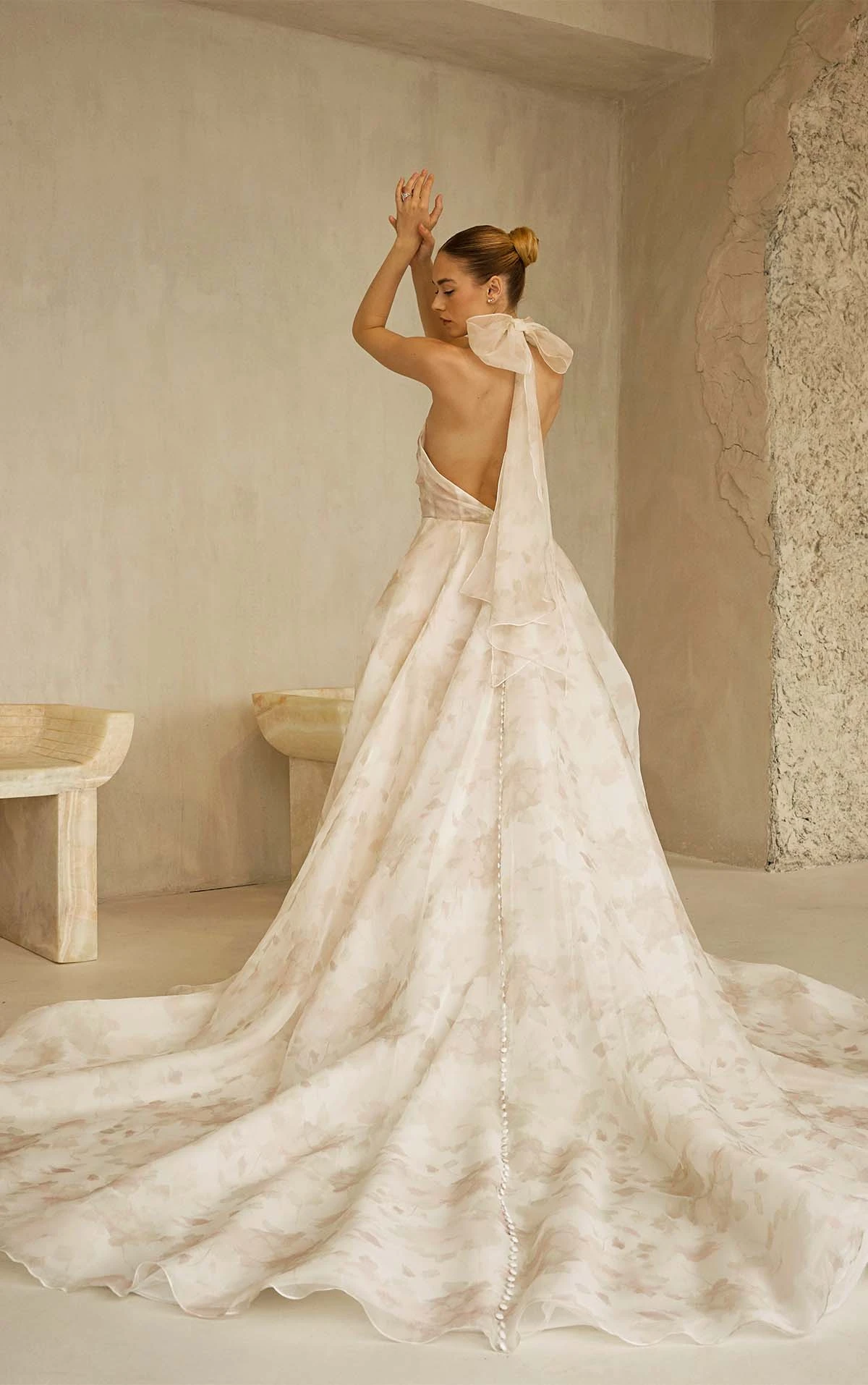 halter ballgown wedding dress with full train and long train - LE1332 by Martina Liana