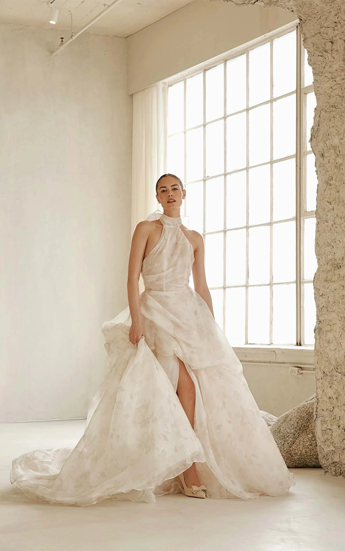 boho ballgown wedding dress with halter neck and open back - LE1332 by Martina Liana Luxe